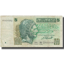 Banknote, Tunisia, 5 Dinars, 1993, 1993-11-07, KM:92, VF(20-25)