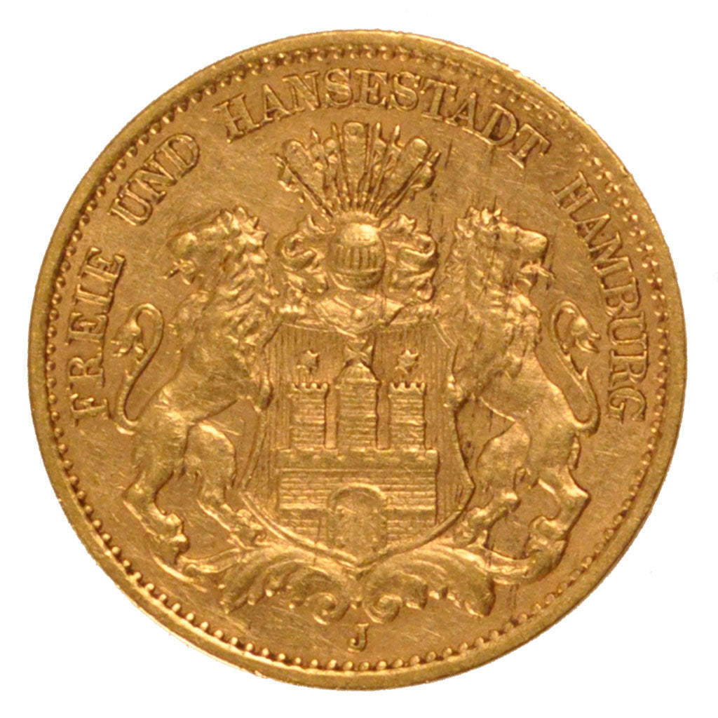 Germany, 10 Mark, 1907, Hambourg, AU(55-58), Gold, 3.99
