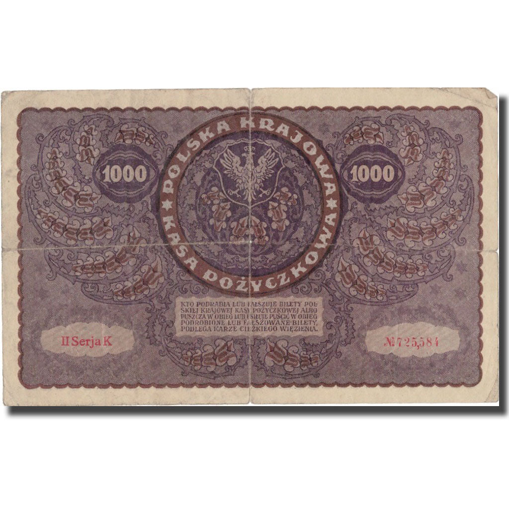 Banknote, Poland, 1000 Marek, 1919, 1919-08-23, KM:29, VF(20-25)