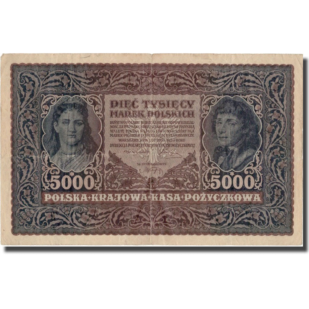 Banknote, Poland, 5000 Marek, 1920, 1920-02-07, KM:31, VF(20-25)