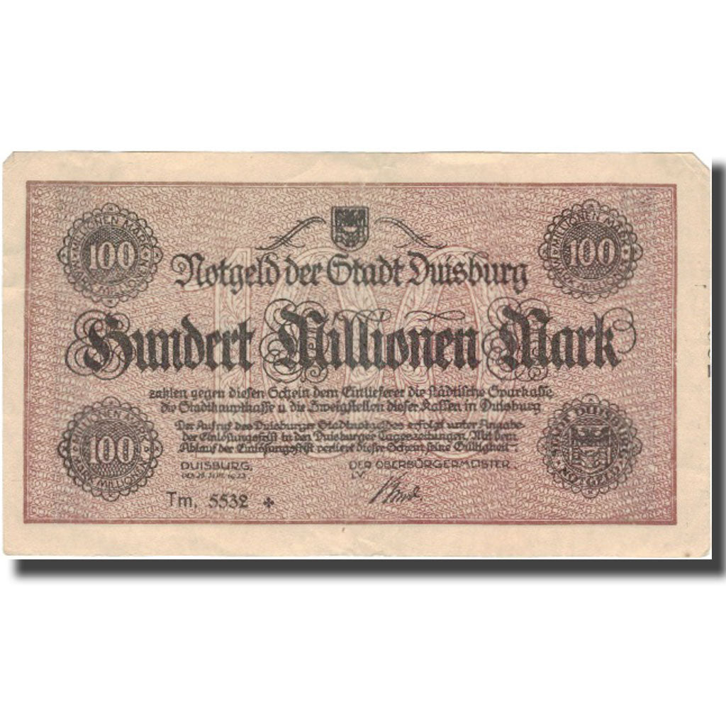 Banknote, Germany, 100 Millions Mark, N.D, 1923, 1923, AU(50-53)