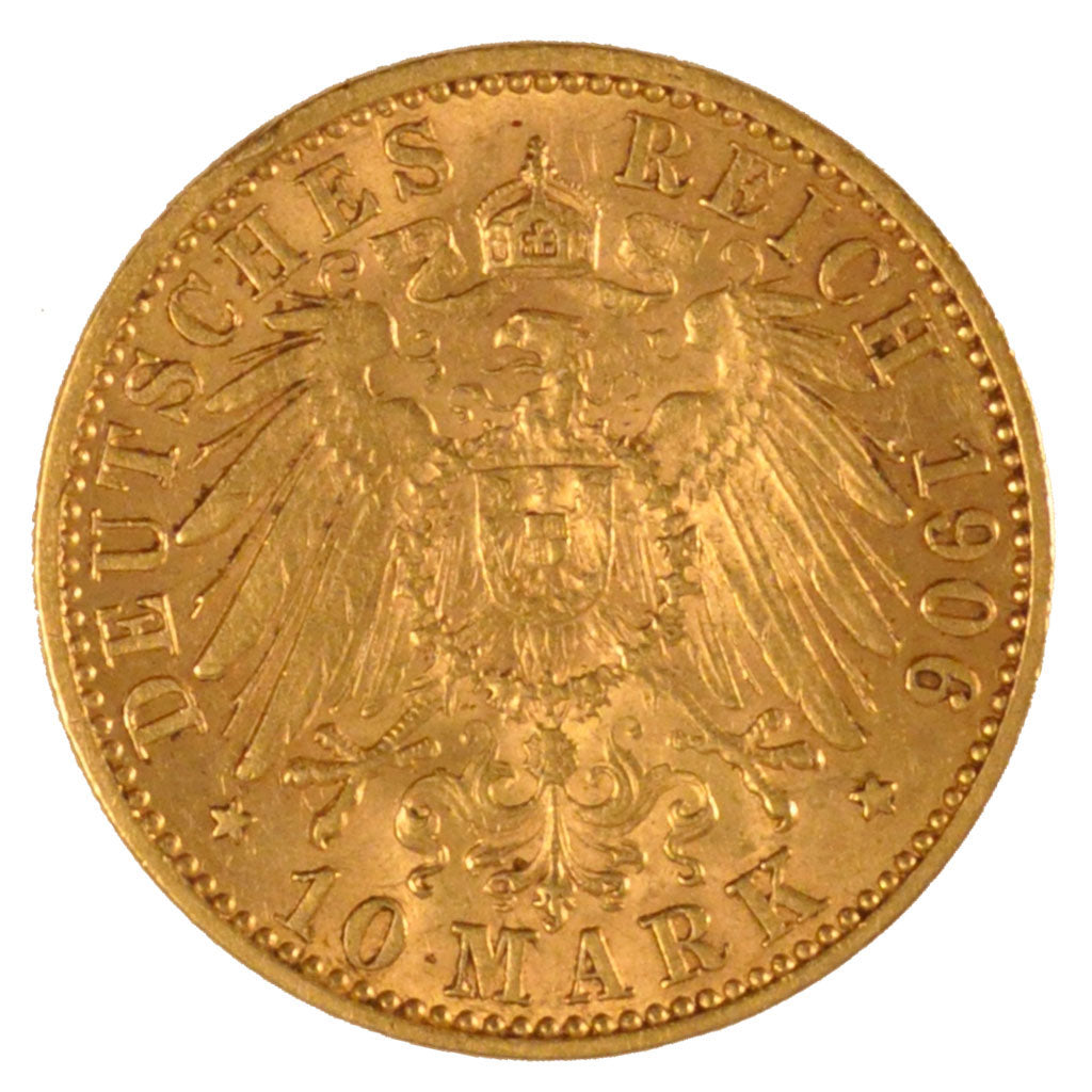 GERMAN STATES, 10 Mark, 1906, Berlin, KM #520, EF(40-45), Gold, 3.97
