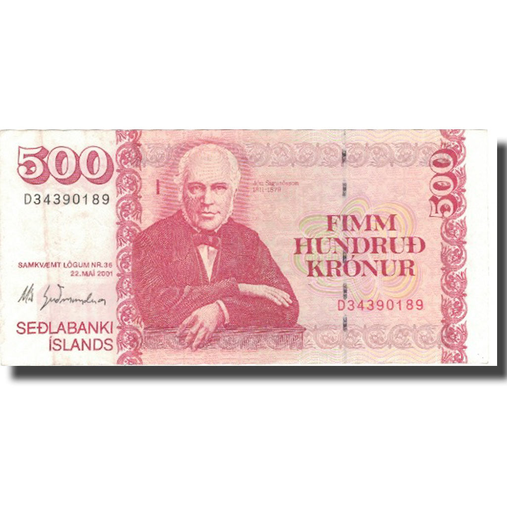 Banknote, Iceland, 500 Kronur, 2001, 2001-05-22, KM:58b, EF(40-45)