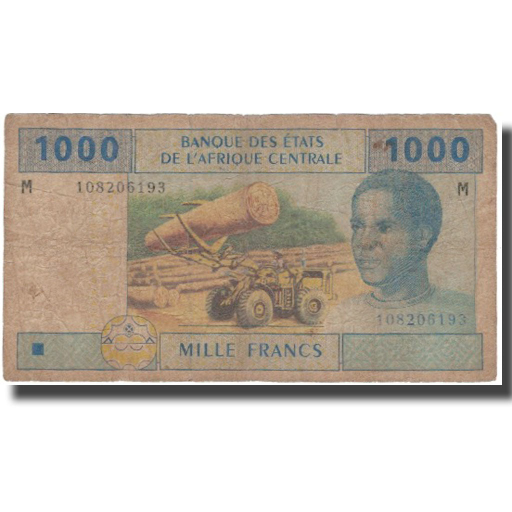 Banknote, Central African States, 1000 Francs, 2002, 2002, KM:307M, F(12-15)