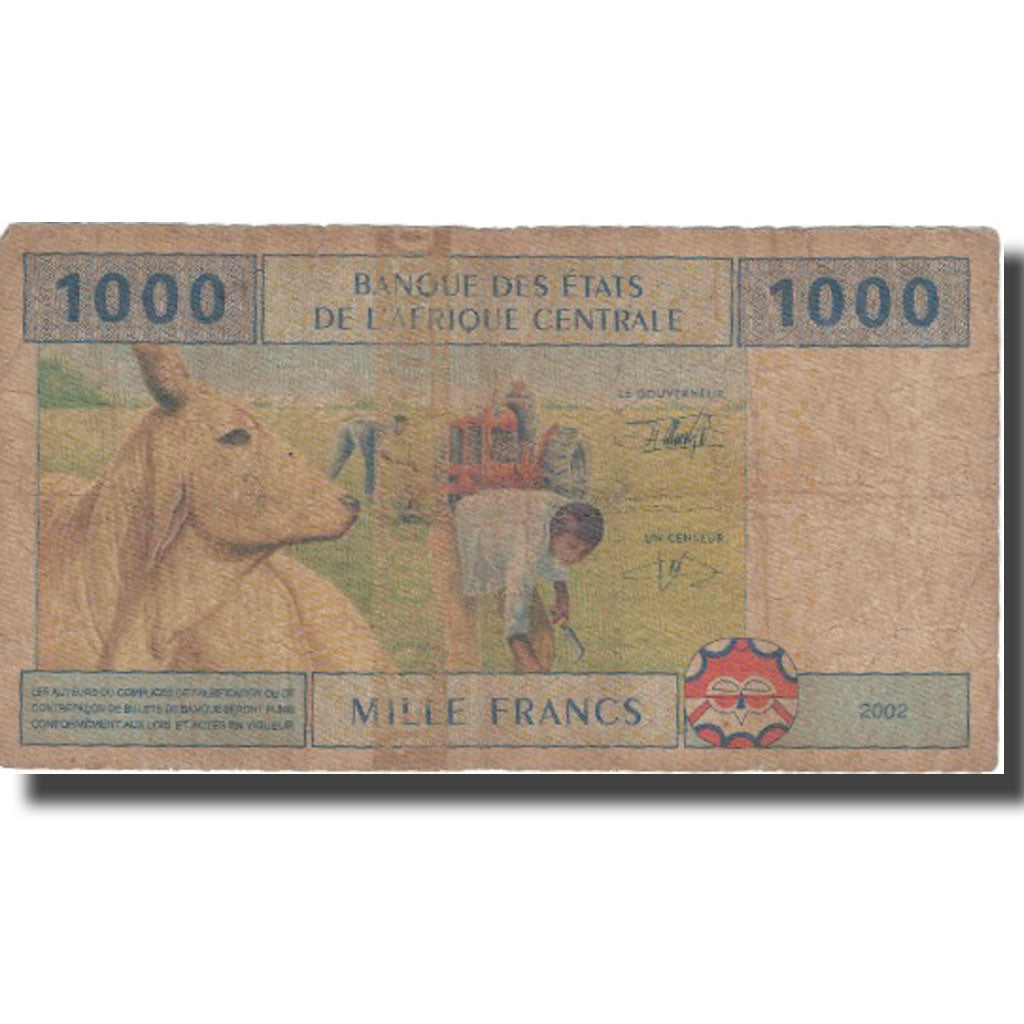 Banknote, Central African States, 1000 Francs, 2002, 2002, KM:307M, F(12-15)