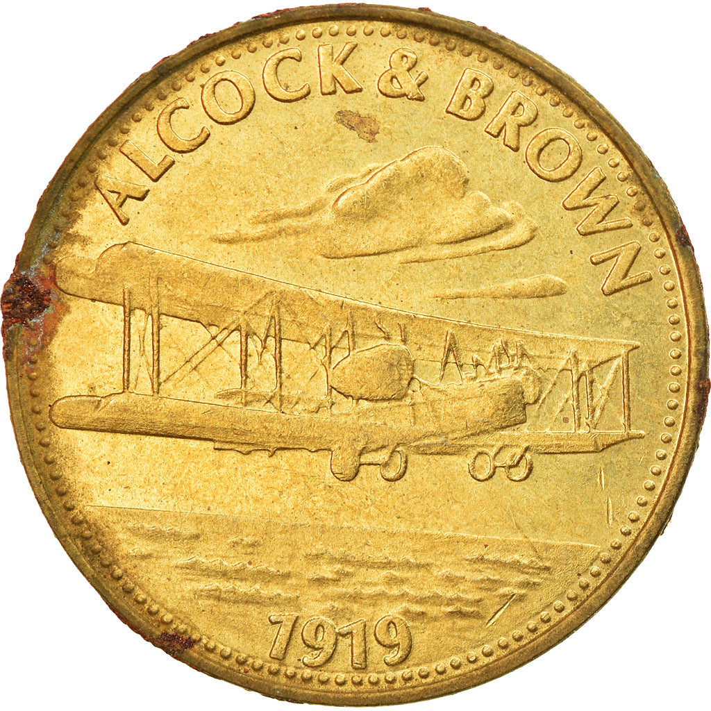 Francia, Token, Aviation, Alcock et Brown, 1919, BC+, Bronce - aluminio