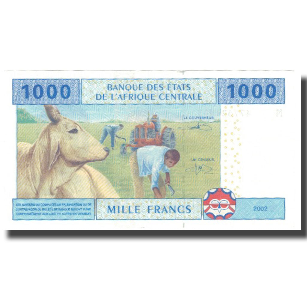 Banknote, Central African States, 1000 Francs, 2002, 2002, KM:307M, AU(50-53)