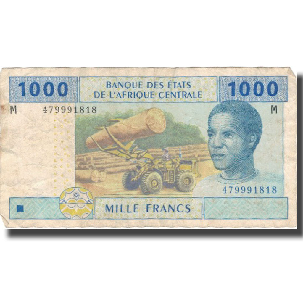 Banknote, Central African States, 1000 Francs, 2002, 2002, KM:307M, VF(20-25)