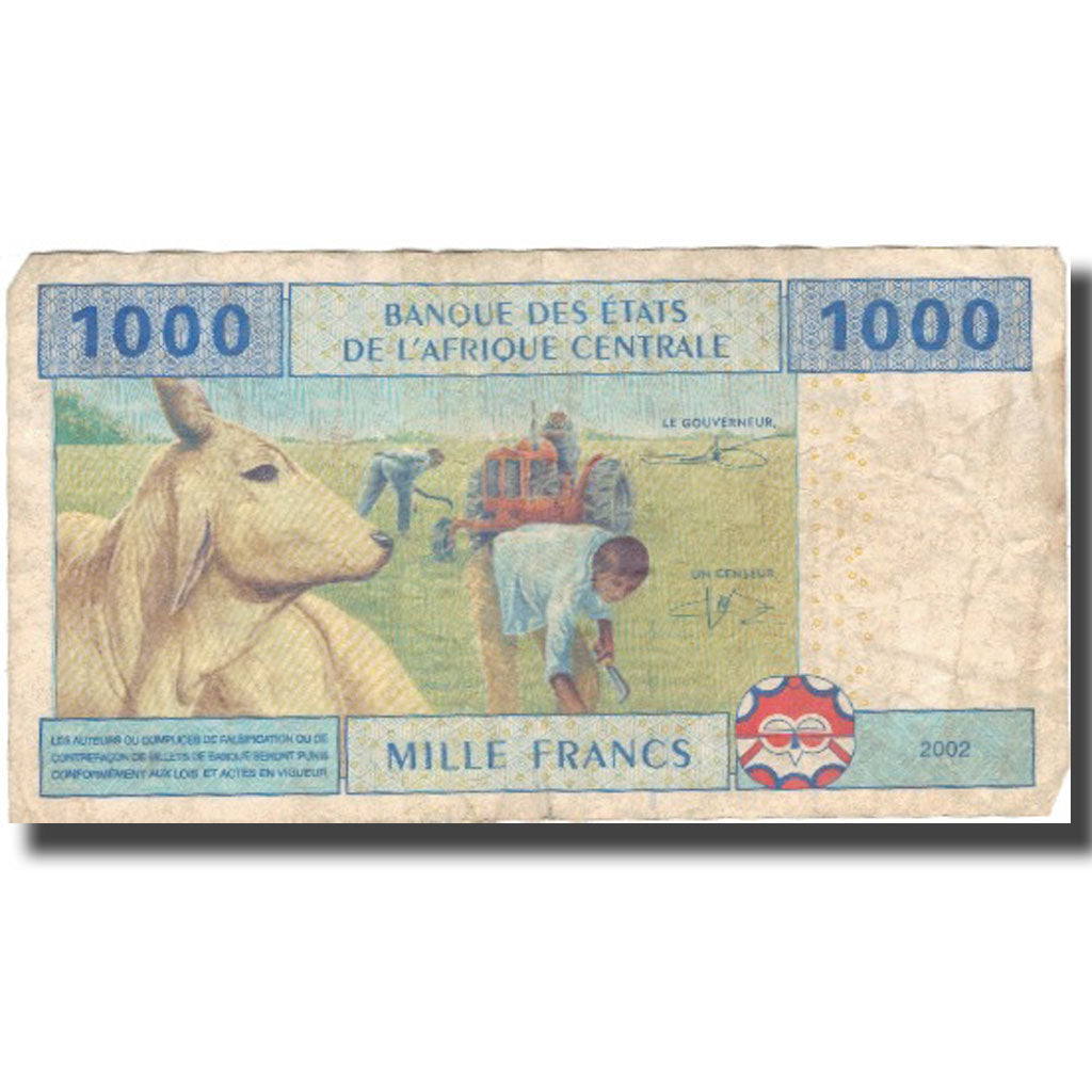 Banknote, Central African States, 1000 Francs, 2002, 2002, KM:307M, VF(20-25)