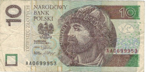 Geldschein, Polen, 10 Zlotych, 2012, 2012, S+