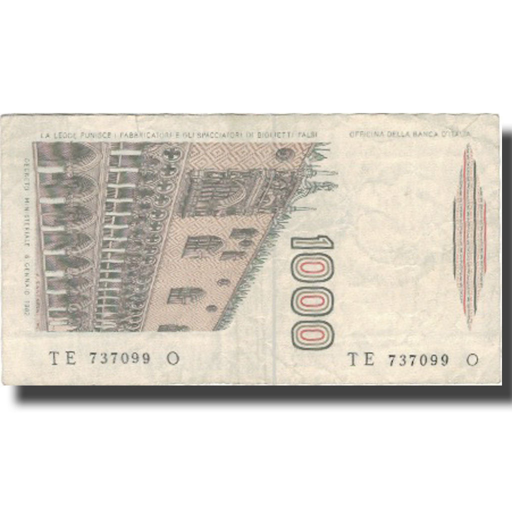 Banknote, Italy, 1000 Lire, Undated (1982), KM:109b, EF(40-45)