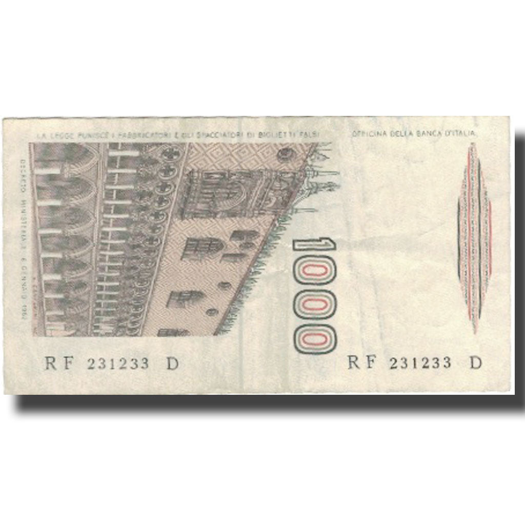 Banknot, Włochy, 1000 Lire, Undated (1982), Undated, KM:109b, AU(50-53)