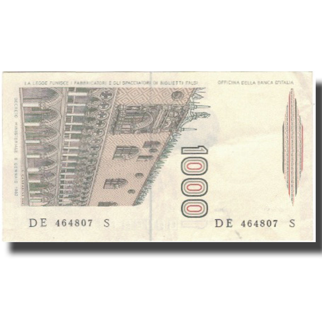 Geldschein, Italien, 1000 Lire, Undated (1982), KM:109b, UNZ-