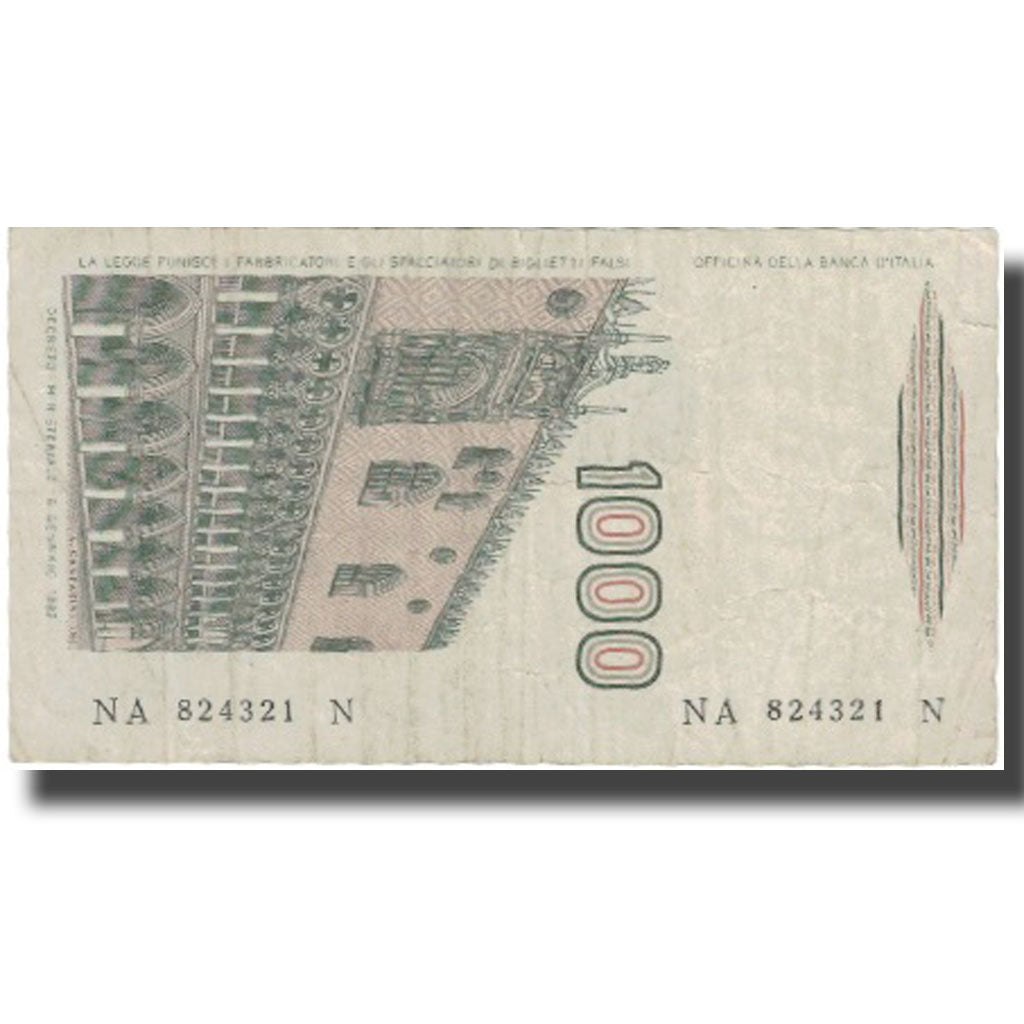 Banknot, Włochy, 1000 Lire, Undated (1982), Undated, KM:109a, EF(40-45)