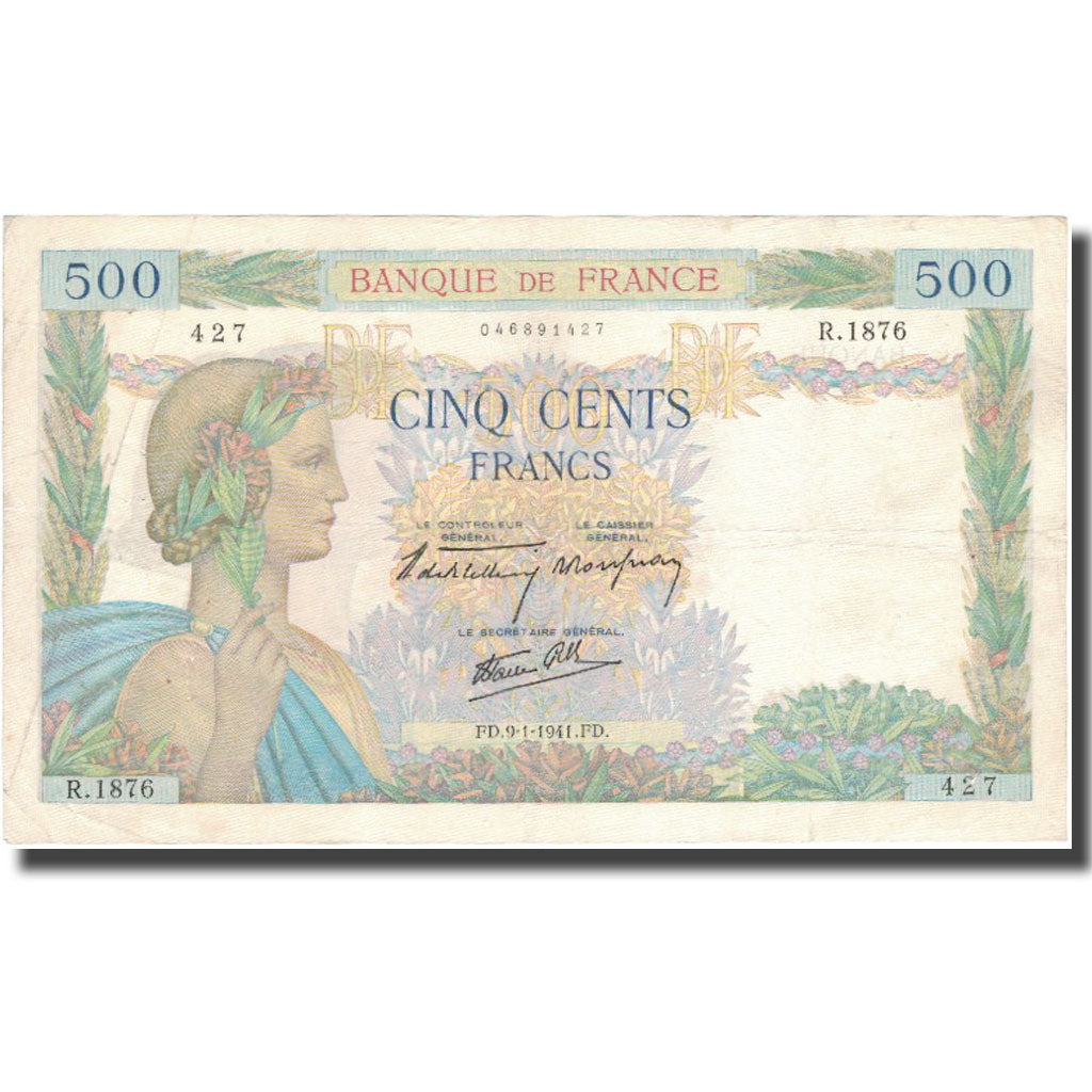 France, 500 Francs, 500 F 1940-1944 ''La Paix'', 1941, 1941-01-09, EF(40-45)