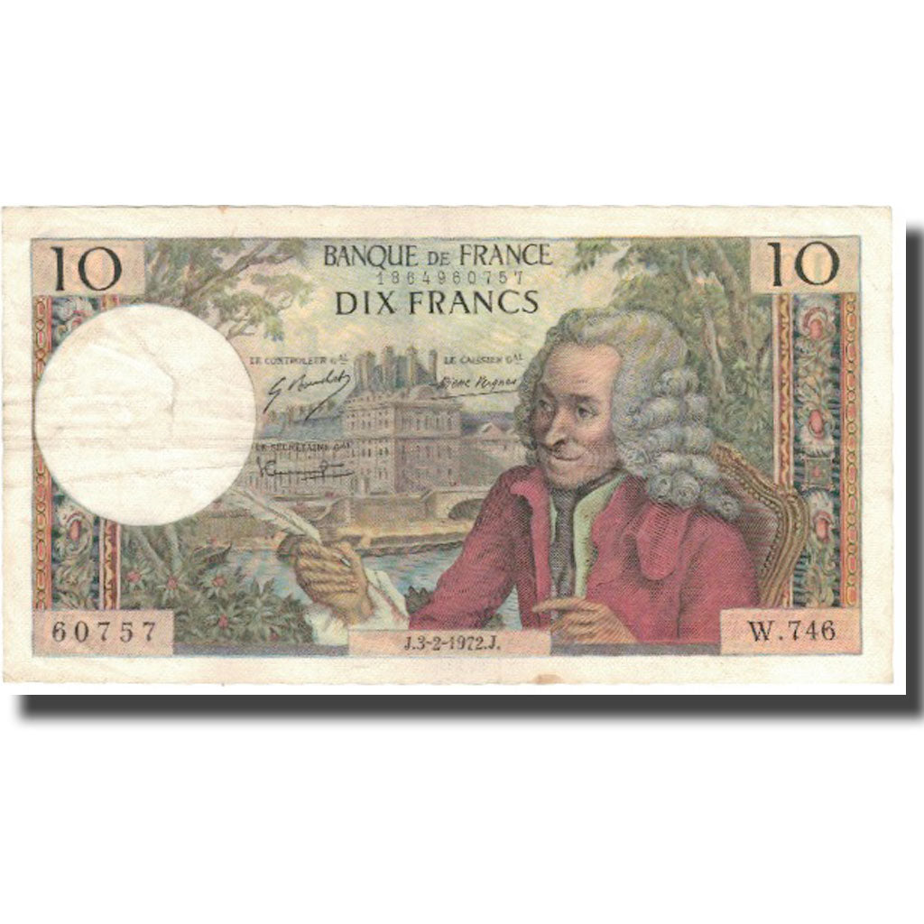 Francia, 10 Francs, 10 F 1963-1973 ''Voltaire'', 1972, 1972-03-02, BB