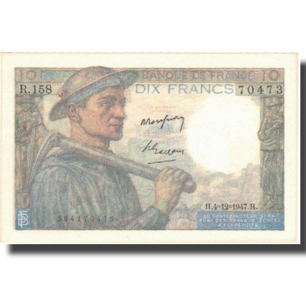 France, 10 Francs, 10 F 1941-1949 ''Mineur'', 1947, 1947-04-12, UNC(60-62)