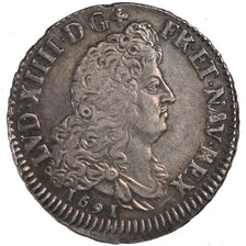 Moneta, Francia, Louis XIV, 1/2 Écu aux 8 L, 1/2 Ecu, 1691, Troyes, BB+
