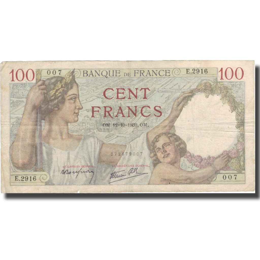 France, 100 Francs, 100 F 1939-1942 ''Sully'', 1939, 1939-10-12, VF(20-25)