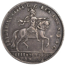 DENMARK, Krone, 4 Mark, 1711, Copenhaguen, KM #503, AU(50-53), Silver, 22.46