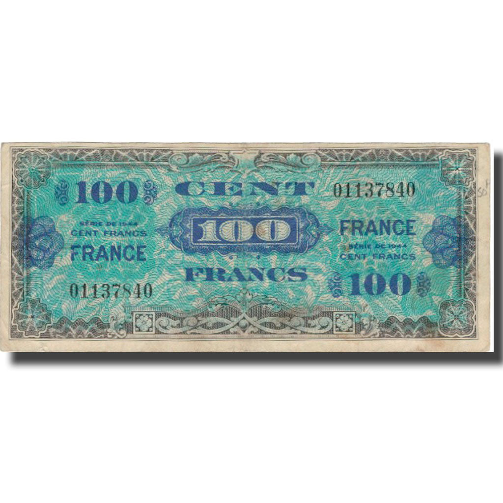 France, 100 Francs, 1945 Verso France, 1945, 1945, TB+, Fayette:VF25.1, KM:123a