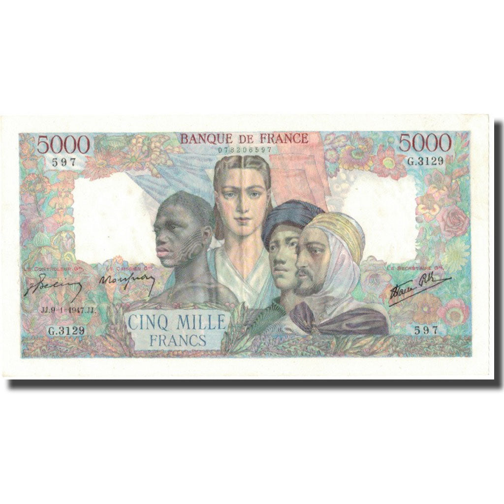 France, 5000 Francs, 5 000 F 1942-1947 ''Empire Français'', 1947, 1947-01-09