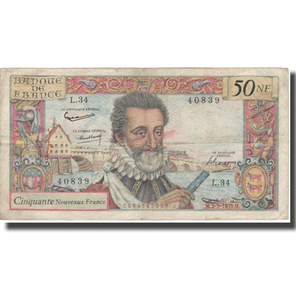 France, 50 Nouveaux Francs, 50 NF 1959-1961 ''Henri IV'', 1959, 1959-09-03, TB