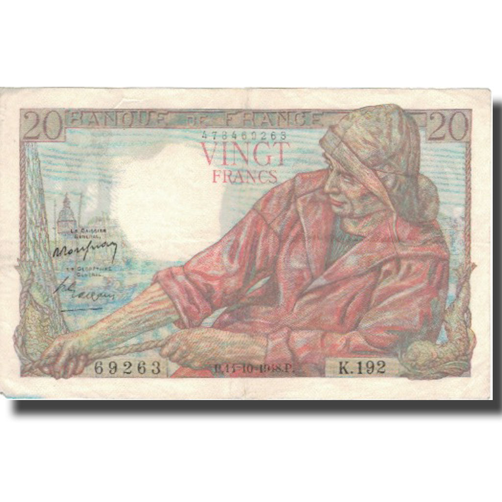 Francja, 20 Francs, Pêcheur, 1948, 1948-10-14, EF(40-45), Fayette:13.13