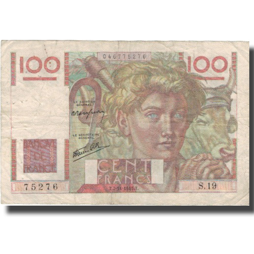 France, 100 Francs, 1945, 1945-11-07, VF(30-35), Fayette:28.1, KM:128a