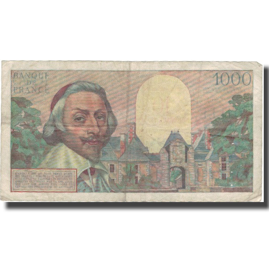 Francia, 10 Nouveaux Francs on 1000 Francs, 1955-1959 Overprinted with
