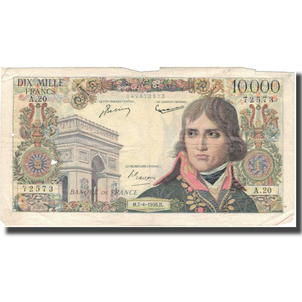 France, 1000 Francs, 10 000 F 1955-1958 ''Bonaparte'', 1956, 1956-06-07