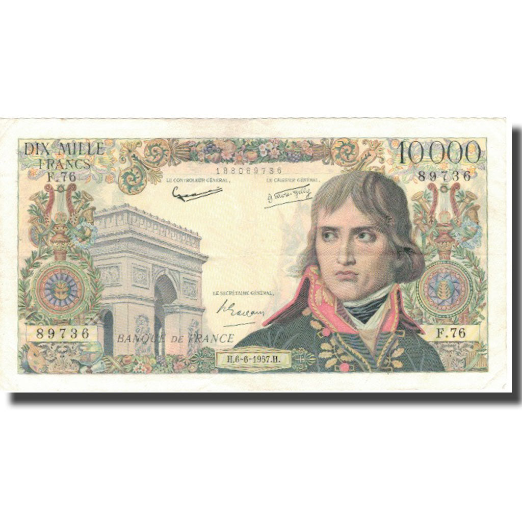Francja, 10,000 Francs, Bonaparte, 1957, 1957-06-06, EF(40-45), Fayette:51.8
