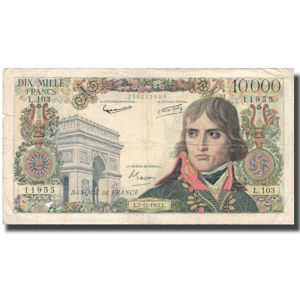 France, 10,000 Francs, 10 000 F 1955-1958 ''Bonaparte'', 1957, 1957-11-07, TB+