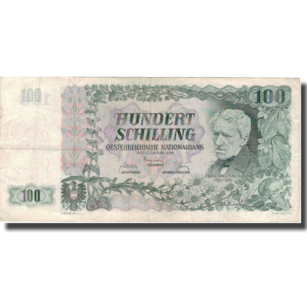 Banknote, Austria, 100 Schilling, 1954, 1954-01-02, KM:133a, VF(20-25)