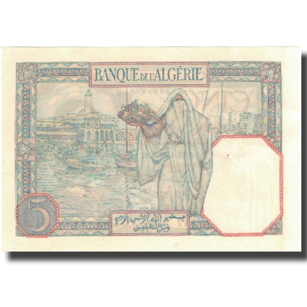 Banknote, Algeria, 5 Francs, 1939, 1939-01-10, KM:77a, UNC(63)