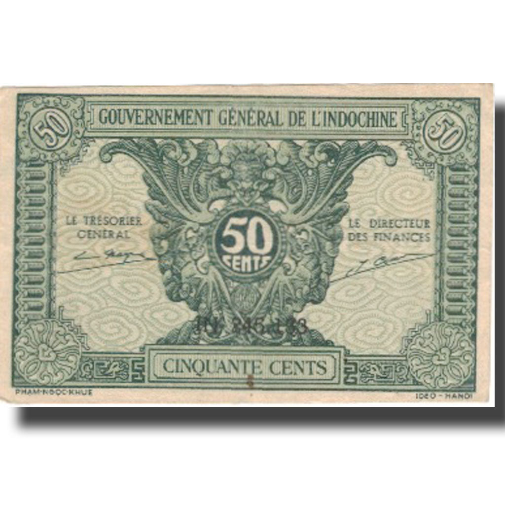 Banknot, FRANCUSKIE INDOCHINY, 50 Cents, Undated (1942), Undated, KM:91a