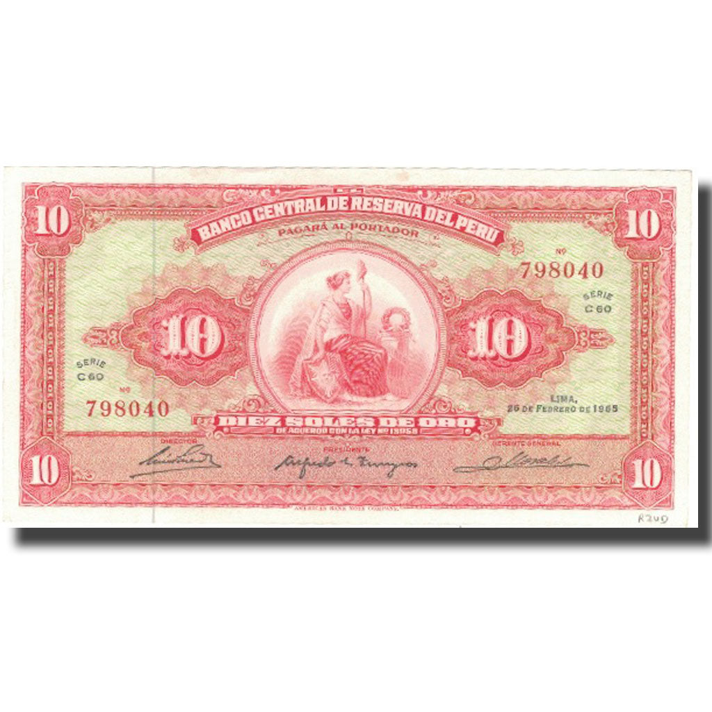 Banknote, Peru, 10 Soles De Oro, 1965, 1965-02-26, KM:88, UNC(65-70)