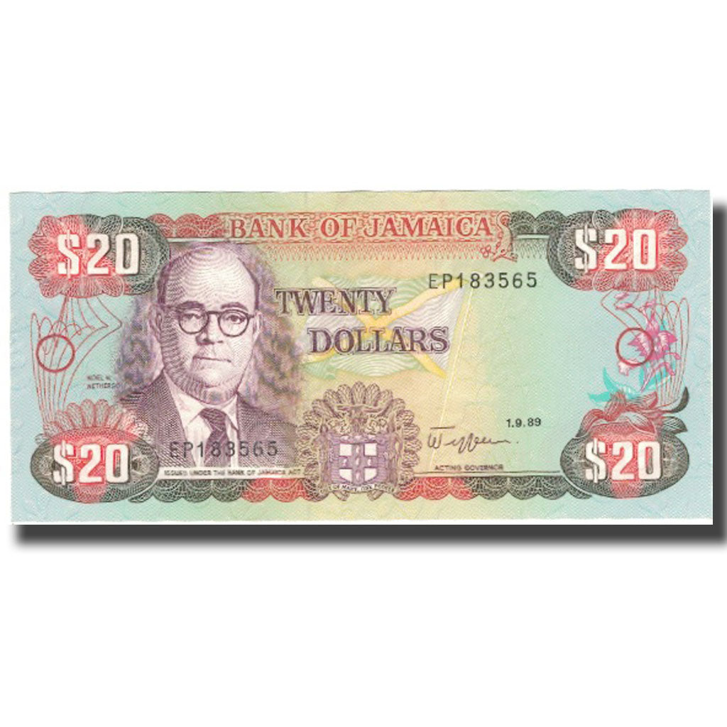 Banknote, Jamaica, 20 Dollars, 1989, 1989-09-01, KM:72c, AU(55-58)