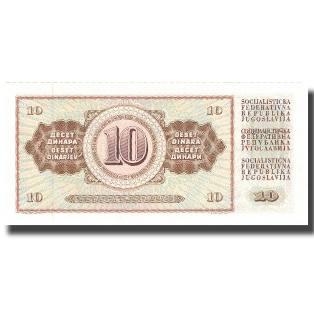 Biljet, Joegoslaviëe, 10 Dinara, 1968, 1968-05-01, KM:82b, NIEUW