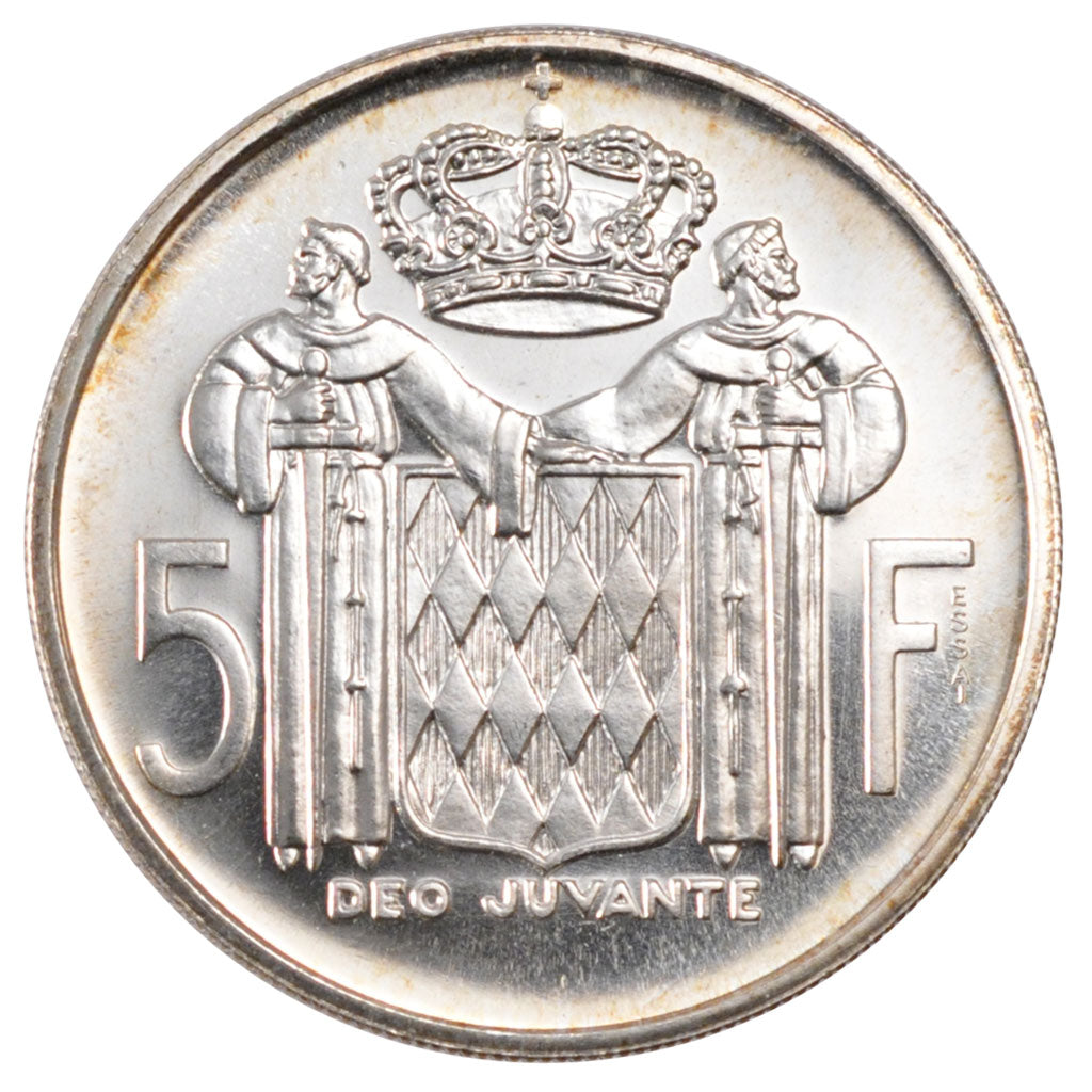MONACO, 5 Francs, 1960, KM #E41, MS(65-70), Silver, Gadoury #152, 12.00