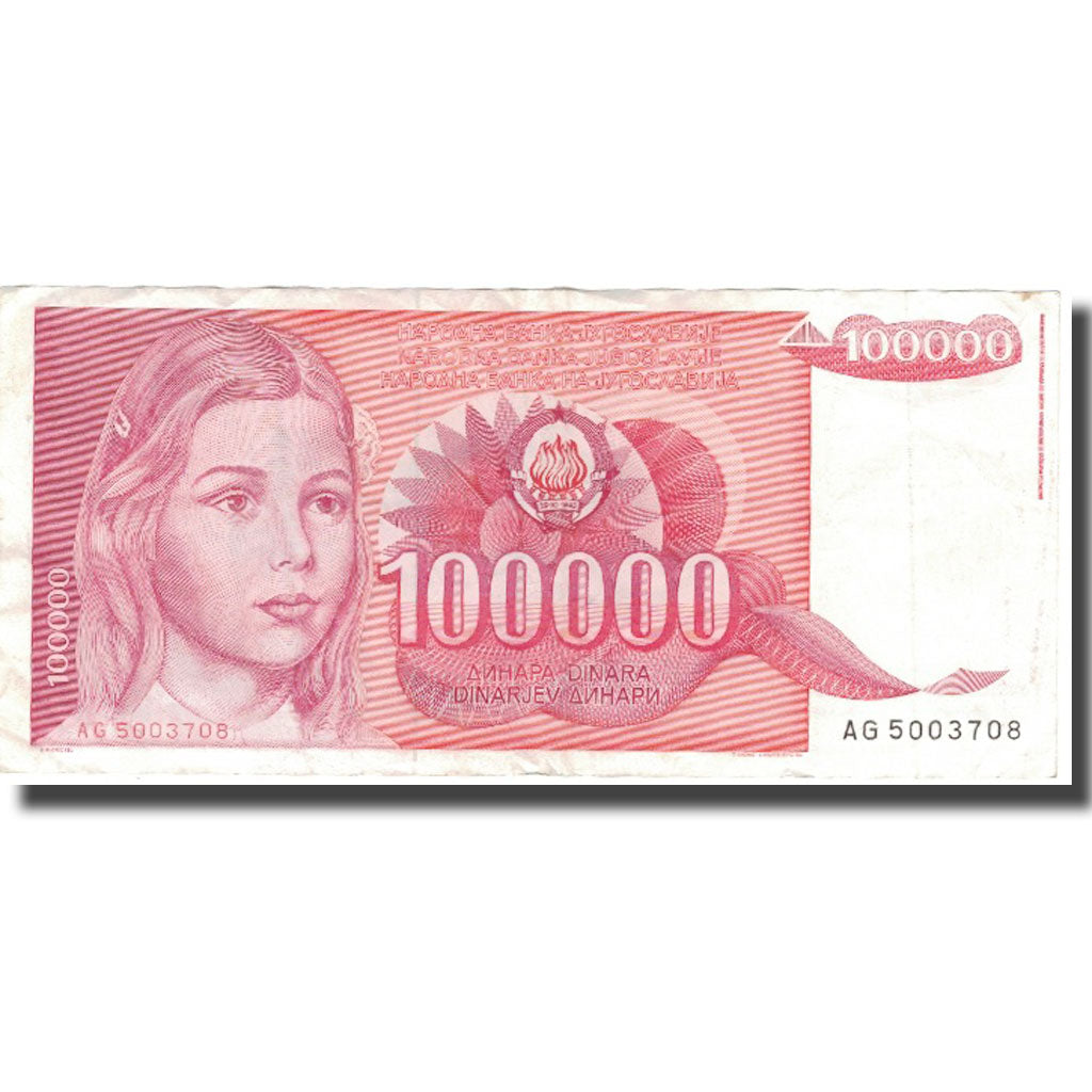 Billet, Yougoslavie, 100,000 Dinara, 1989, 1989-05-01, KM:97, TTB