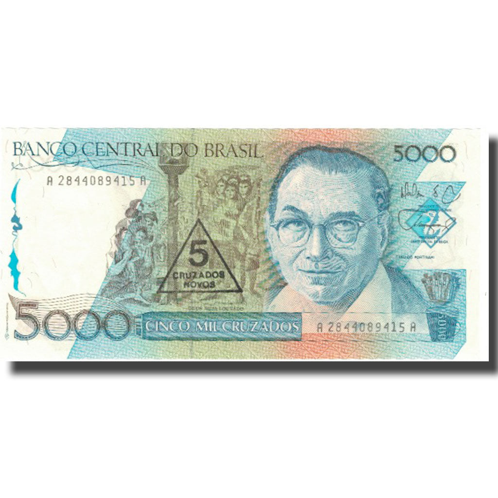 Nota, Brasil, 5 Cruzados Novos on 5000 Cruzados, Undated (1989), KM:217a