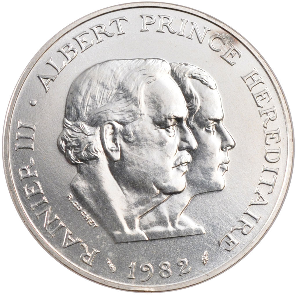 MONACO, 100 Francs, 1982, KM #E75, MS(65-70), Silver, Gadoury #163, 15.06