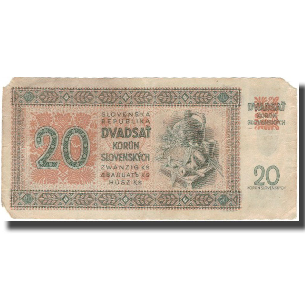Banknote, Slovakia, 20 Korun, 1942, 1942-09-11, KM:7a, EF(40-45)