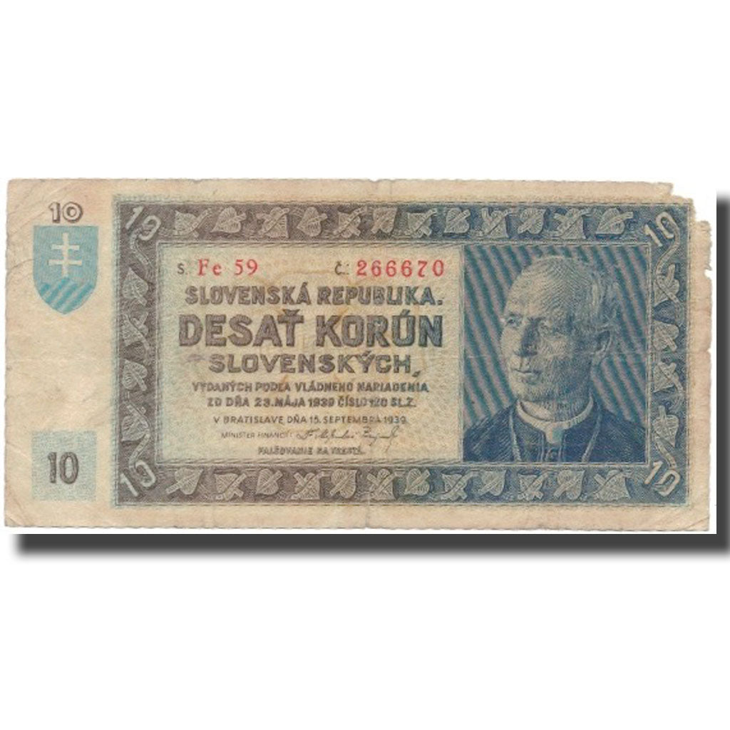 Billet, Slovaquie, 10 Korun, 1939, 1939-09-15, KM:4a, B