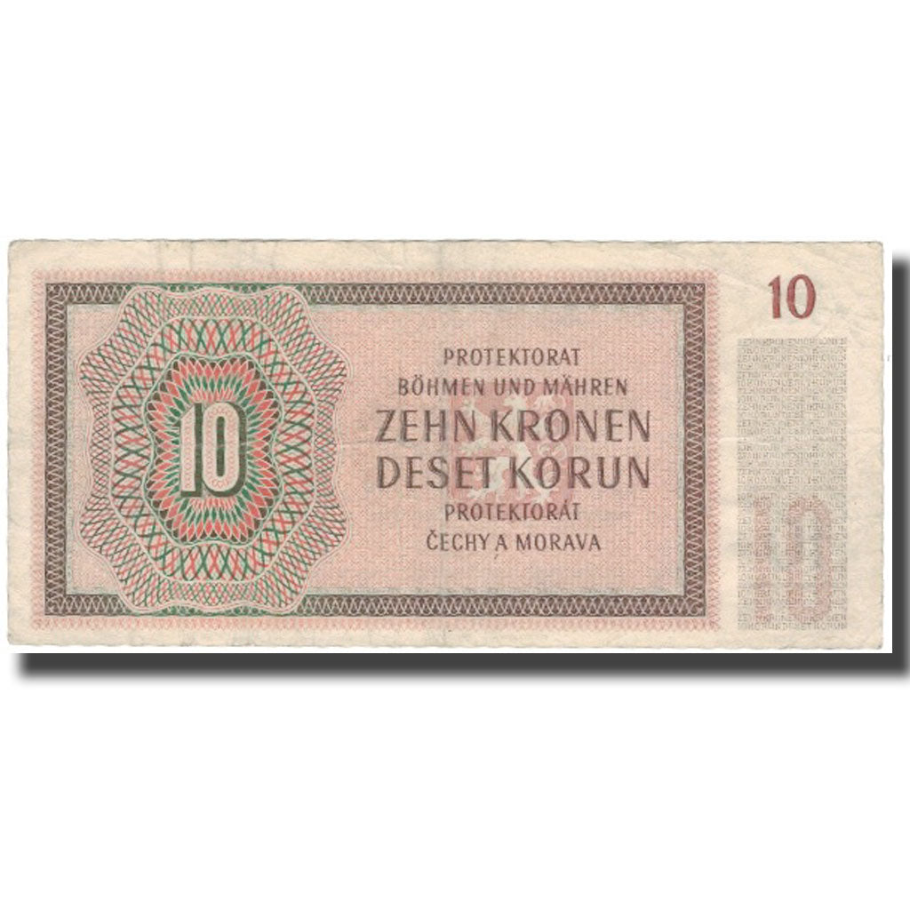 Banknote, Bohemia and Moravia, 10 Korun, 1942, 1942-07-08, KM:8a, VF(30-35)