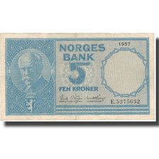 Biljet, Noorwegen, 5 Kroner, 1957, 1957, KM:30c, TTB