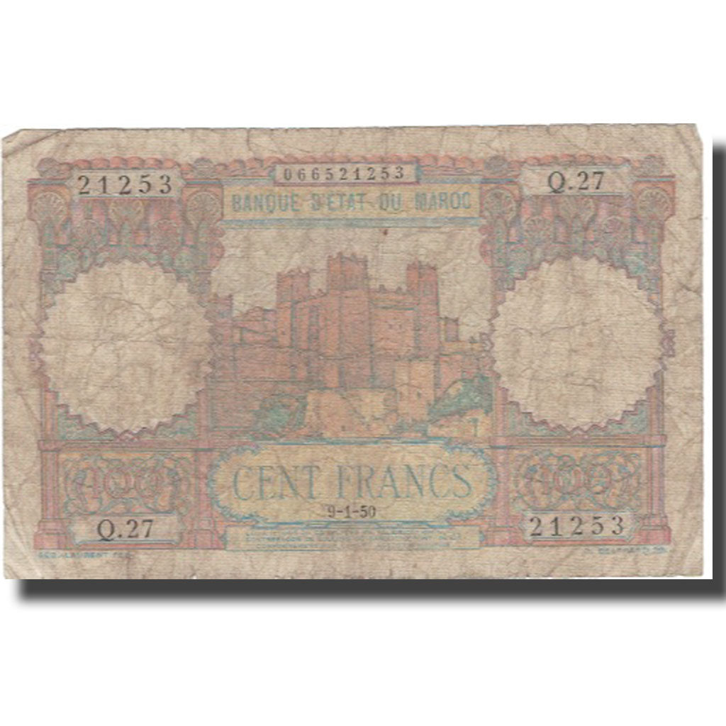 Banknote, Morocco, 100 Francs, 1950, 1950-01-09, KM:45, F(12-15)
