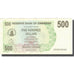 Nota, Zimbabué, 500 Dollars, 2006, 2006-08-01, KM:43, AU(50-53)