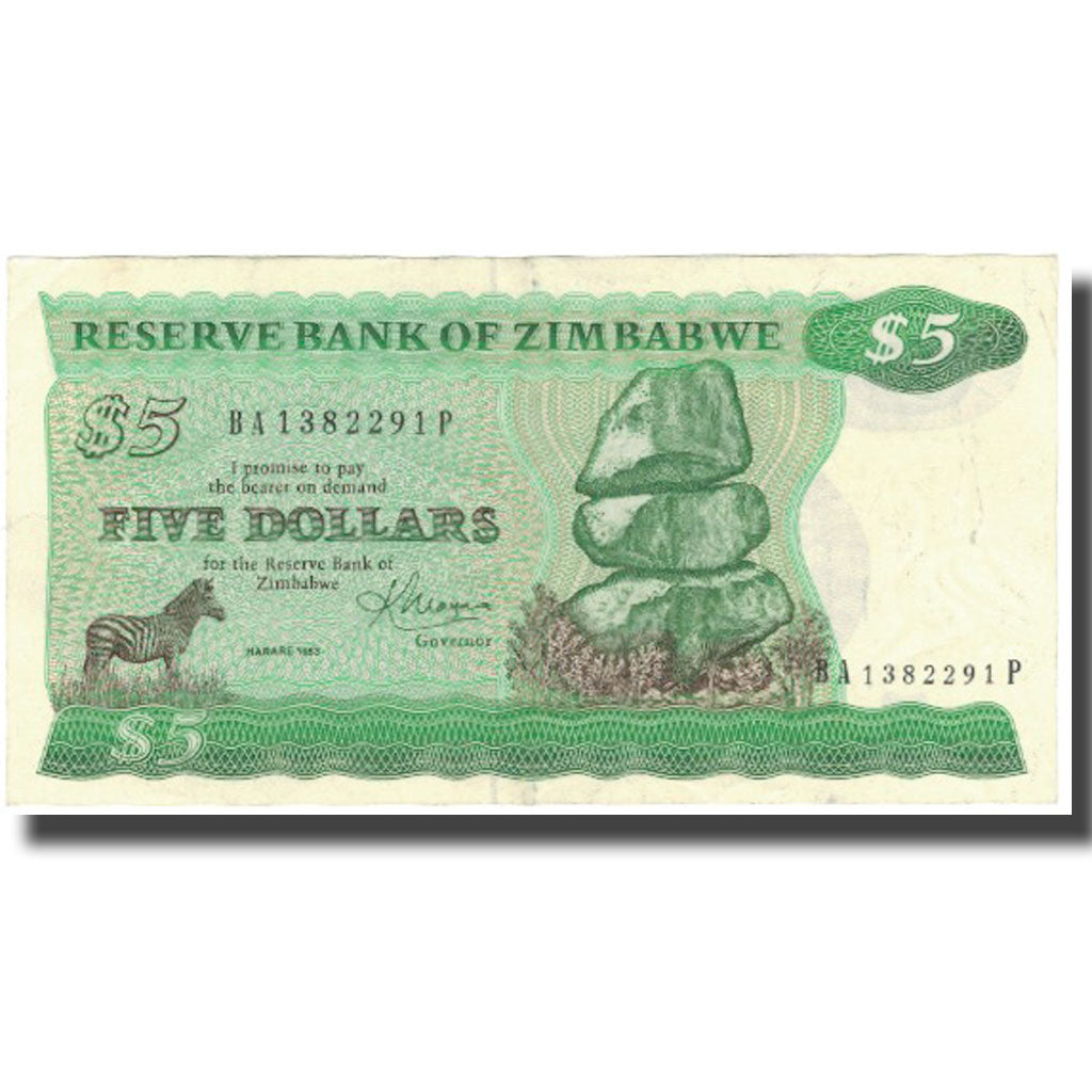 Banconote, Zimbabwe, 5 Dollars, 1983, 1983, KM:2c, BB+